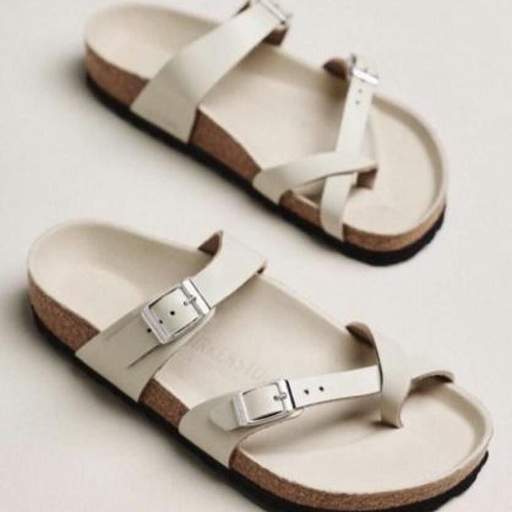 Birkenstock Mayari Sandals Oyster White Strappy Open Toed Shoes EU 37 6 6.5NEW